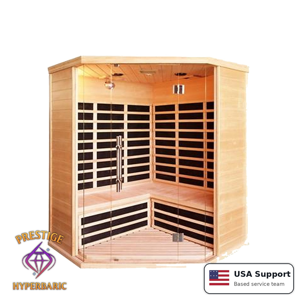 Prestige Wellness Panorama Glass Grand Trio Corner Sauna